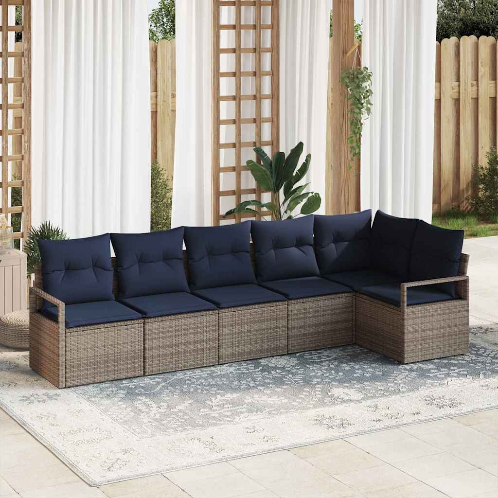 Bankstel 6 pcs Grijs poly rattan is nu te koop bij PeponiXL, paradijselijk wonen!