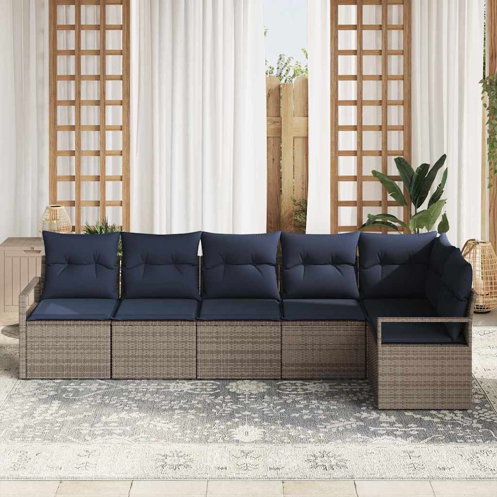 Bankstel 6 pcs Grijs poly rattan is nu te koop bij PeponiXL, paradijselijk wonen!