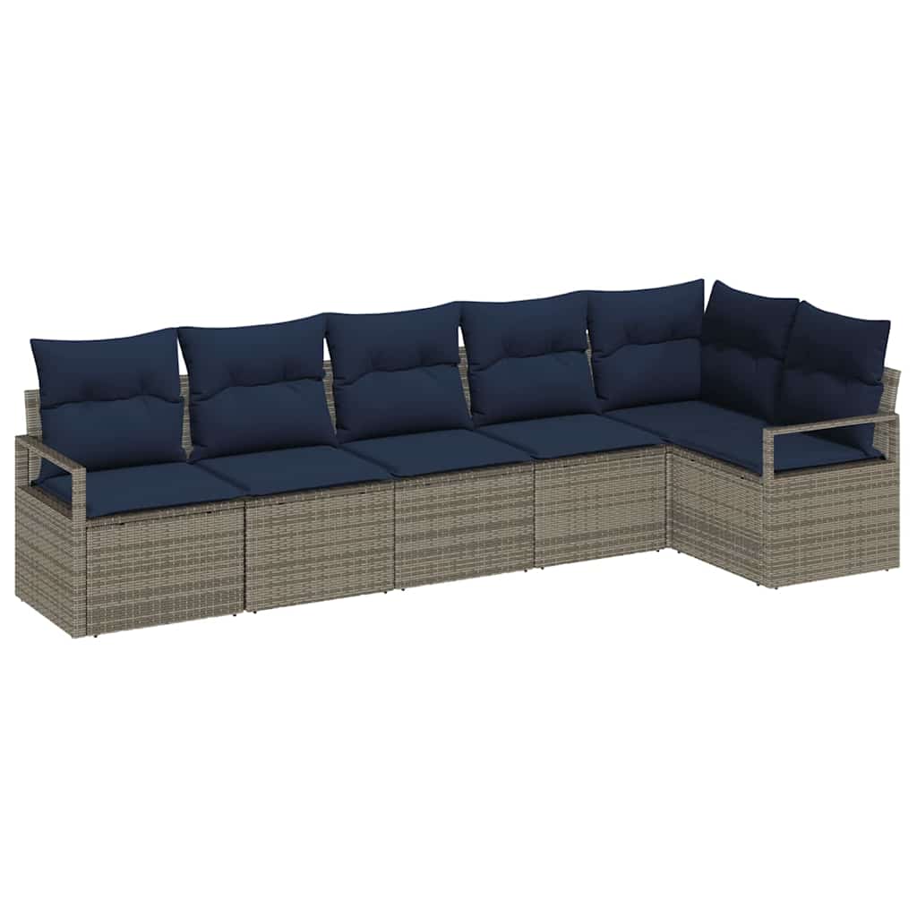 Bankstel 6 pcs Grijs poly rattan is nu te koop bij PeponiXL, paradijselijk wonen!