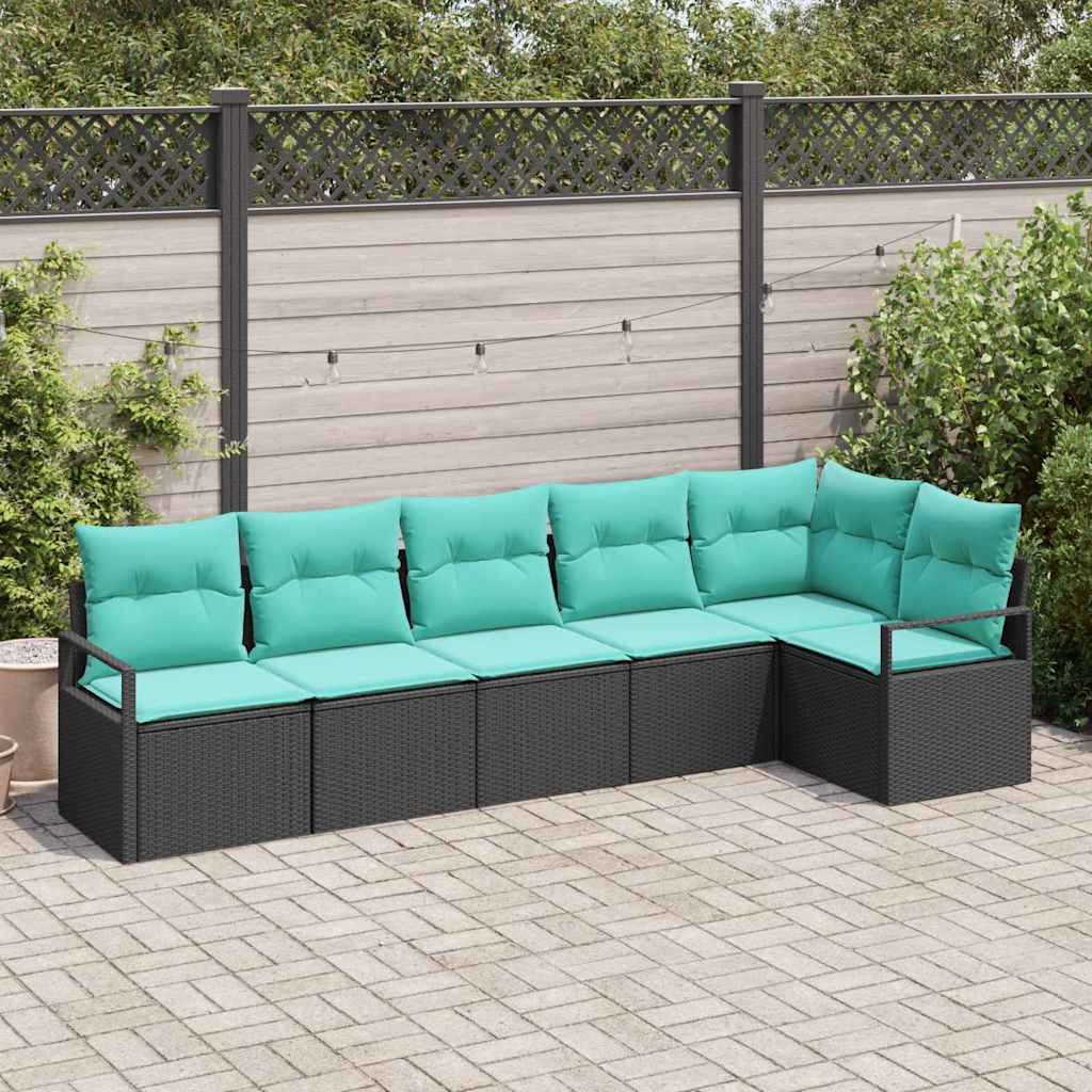 Bankstel 6 pcs Zwart poly rattan is nu te koop bij PeponiXL, paradijselijk wonen!