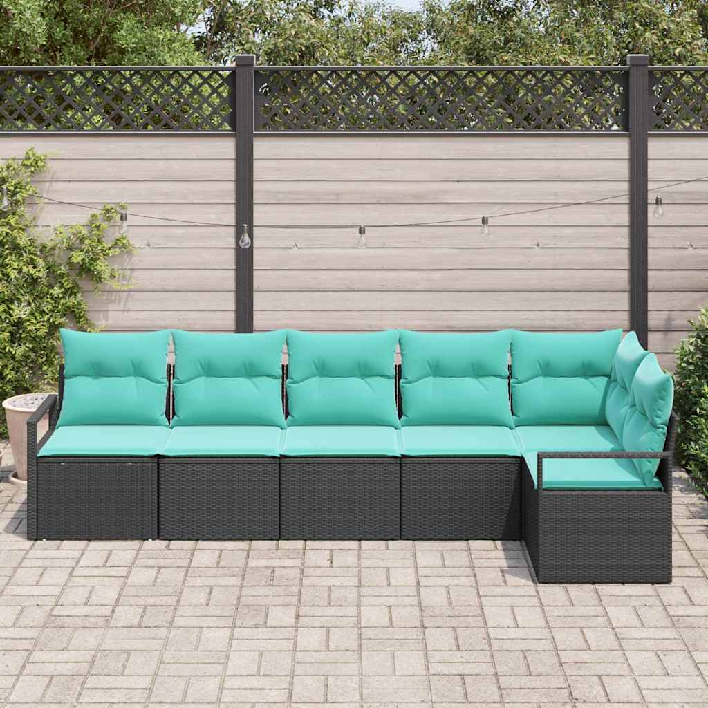 Bankstel 6 pcs Zwart poly rattan is nu te koop bij PeponiXL, paradijselijk wonen!