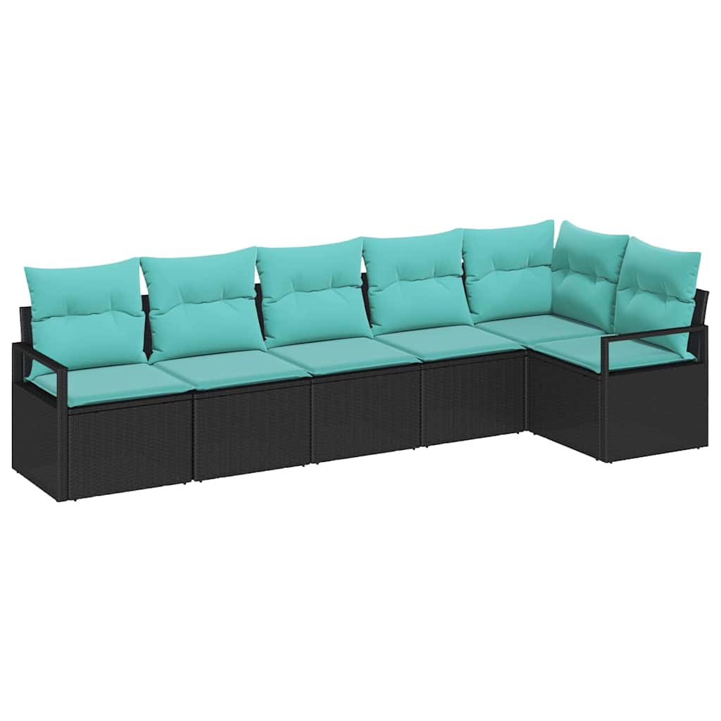 Bankstel 6 pcs Zwart poly rattan is nu te koop bij PeponiXL, paradijselijk wonen!
