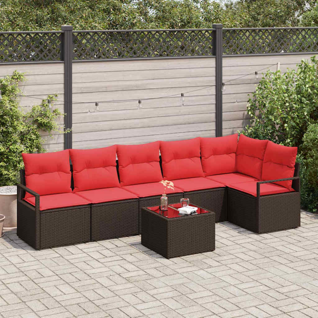 Bankstel 7 pcs Bruin poly rattan is nu te koop bij PeponiXL, paradijselijk wonen!