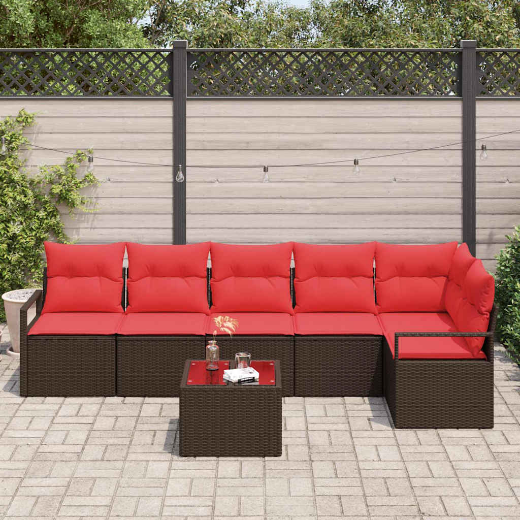 Bankstel 7 pcs Bruin poly rattan is nu te koop bij PeponiXL, paradijselijk wonen!