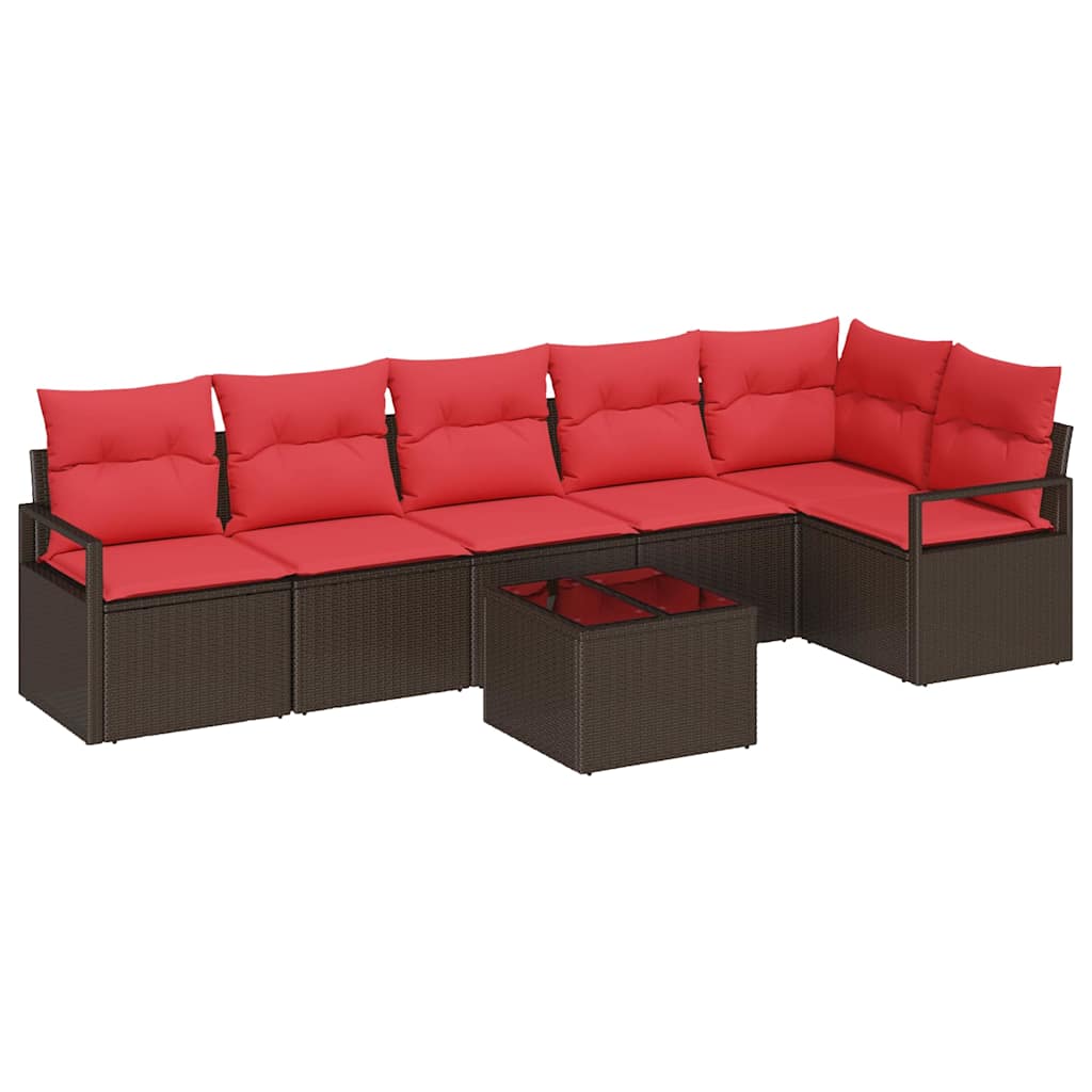 Bankstel 7 pcs Bruin poly rattan is nu te koop bij PeponiXL, paradijselijk wonen!