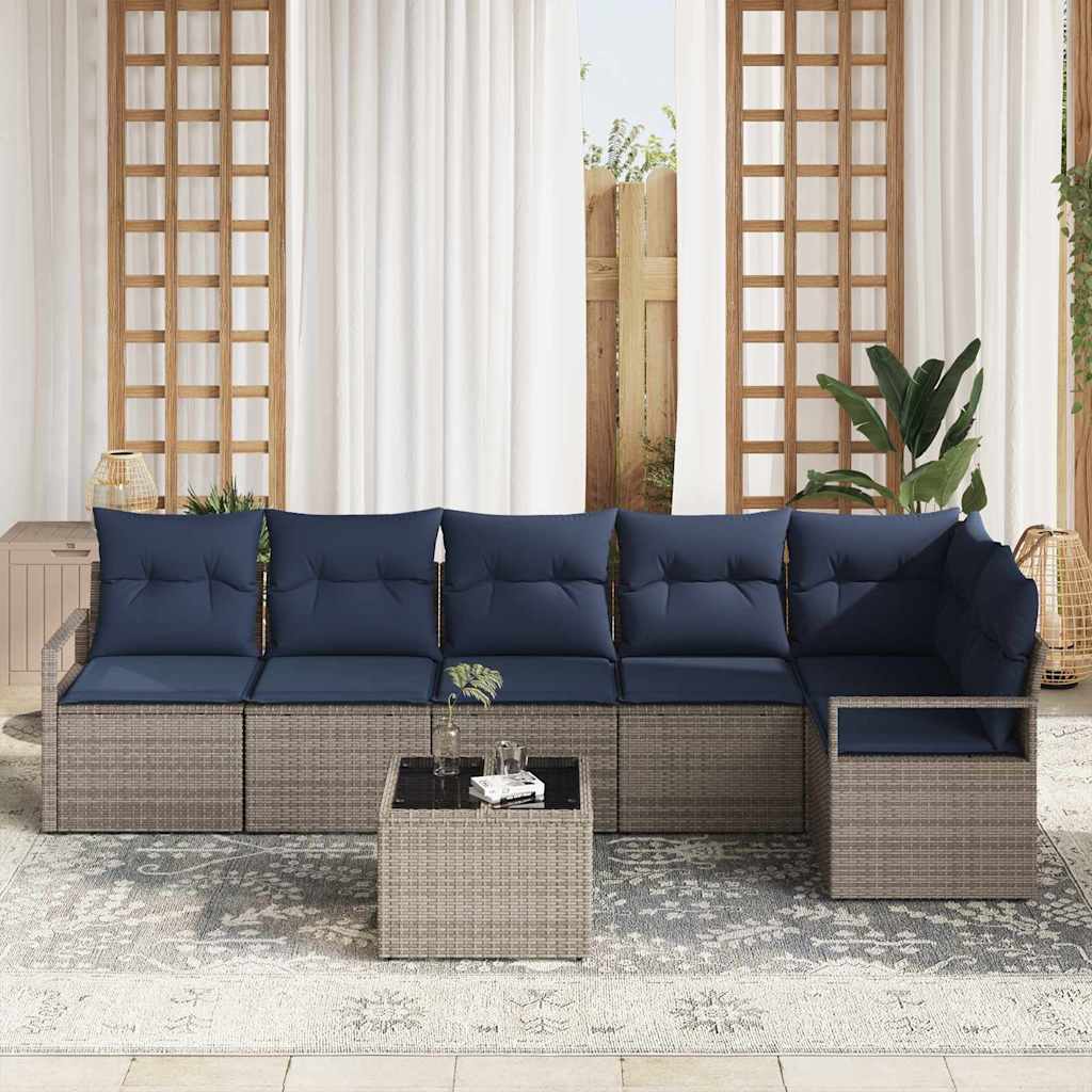 Bankstel 7 pcs Grijs poly rattan is nu te koop bij PeponiXL, paradijselijk wonen!