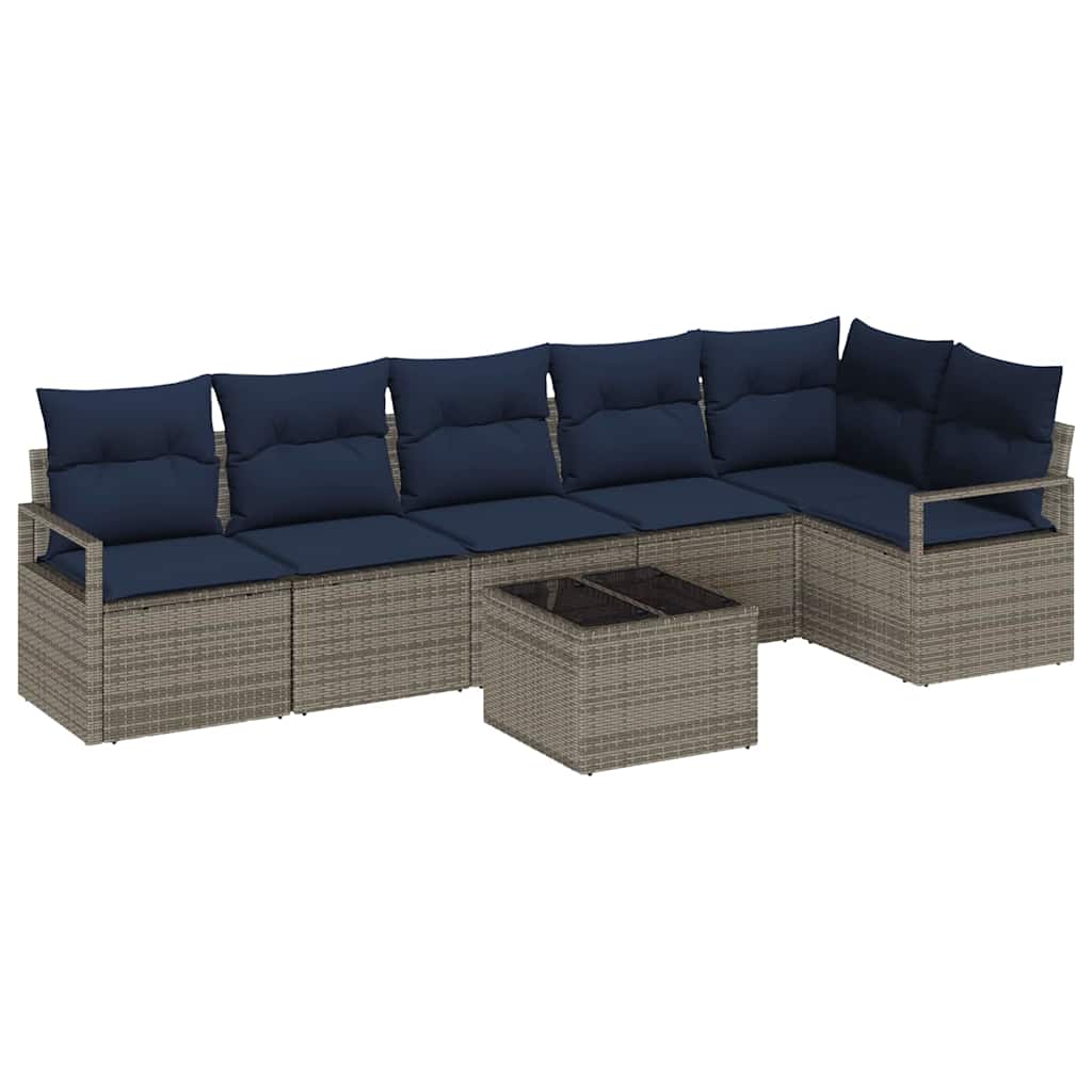 Bankstel 7 pcs Grijs poly rattan is nu te koop bij PeponiXL, paradijselijk wonen!