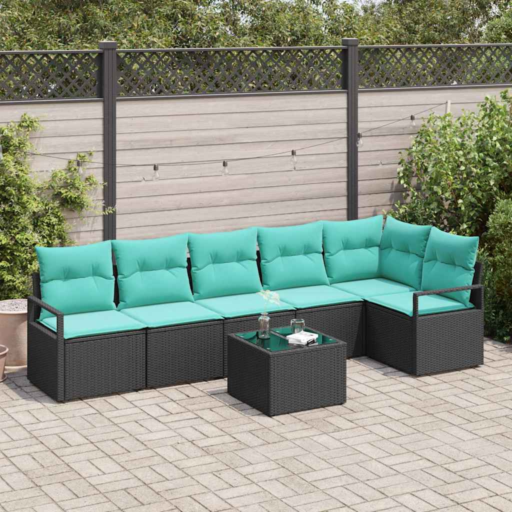 Bankstel 7 pcs Zwart poly rattan is nu te koop bij PeponiXL, paradijselijk wonen!