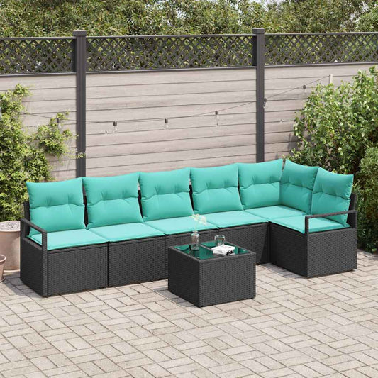 Bankstel 7 pcs Zwart poly rattan is nu te koop bij PeponiXL, paradijselijk wonen!