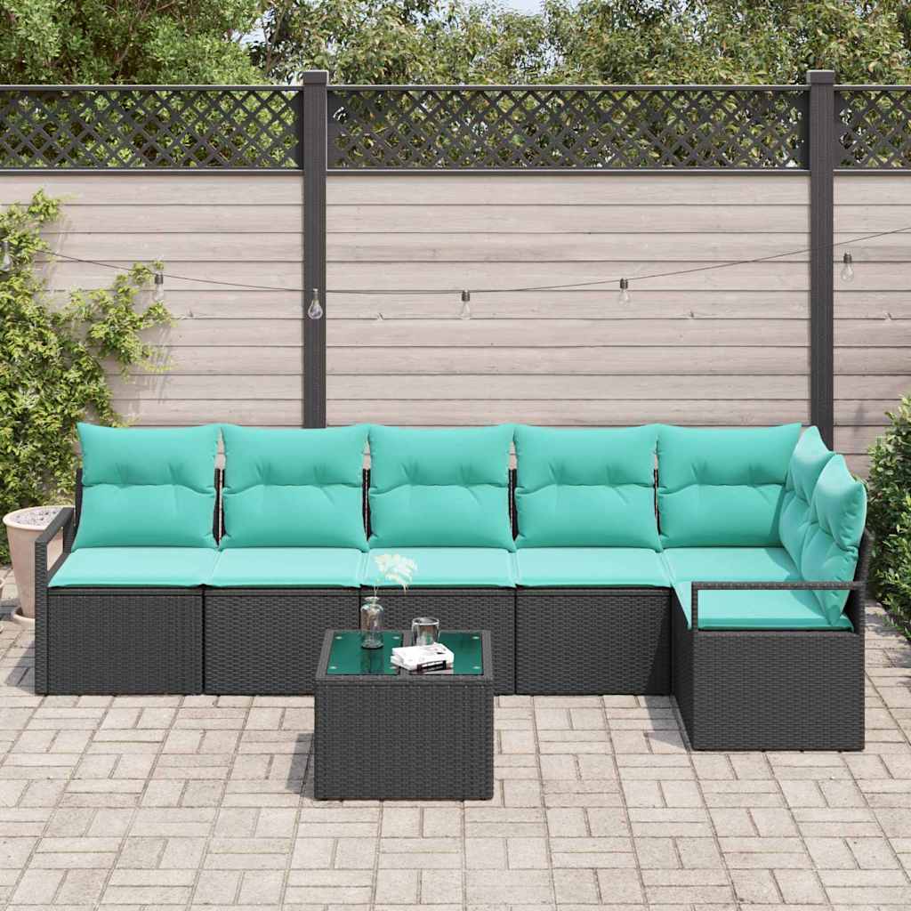 Bankstel 7 pcs Zwart poly rattan is nu te koop bij PeponiXL, paradijselijk wonen!