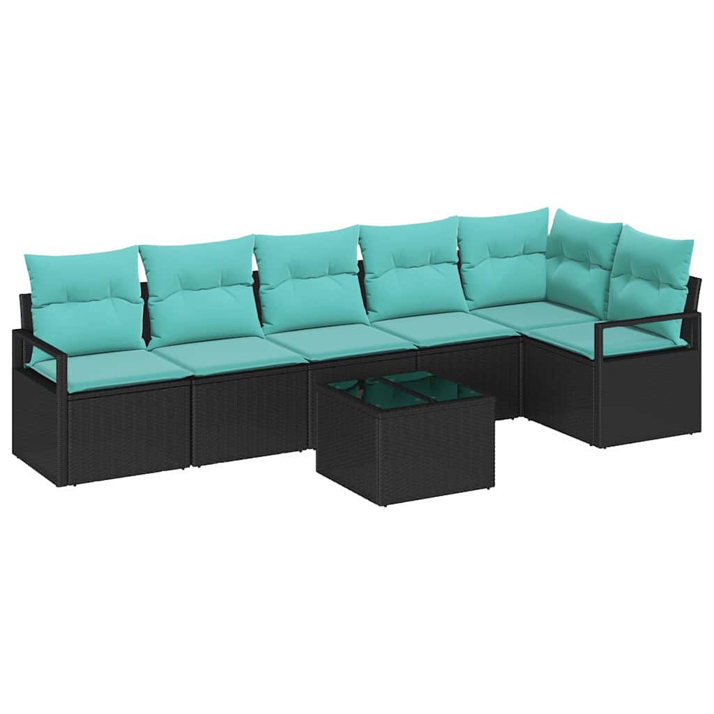 Bankstel 7 pcs Zwart poly rattan is nu te koop bij PeponiXL, paradijselijk wonen!