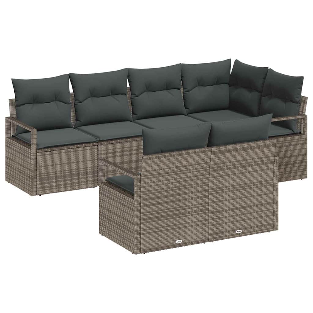 Bankstel 7 pcs Grijs poly rattan is nu te koop bij PeponiXL, paradijselijk wonen!