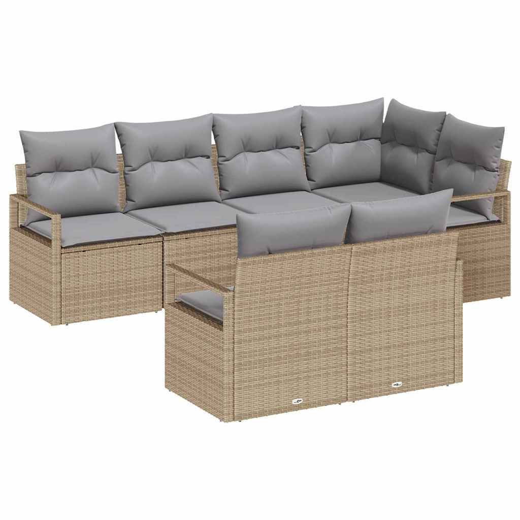 Bankstel 7 pcs Beige poly rattan is nu te koop bij PeponiXL, paradijselijk wonen!