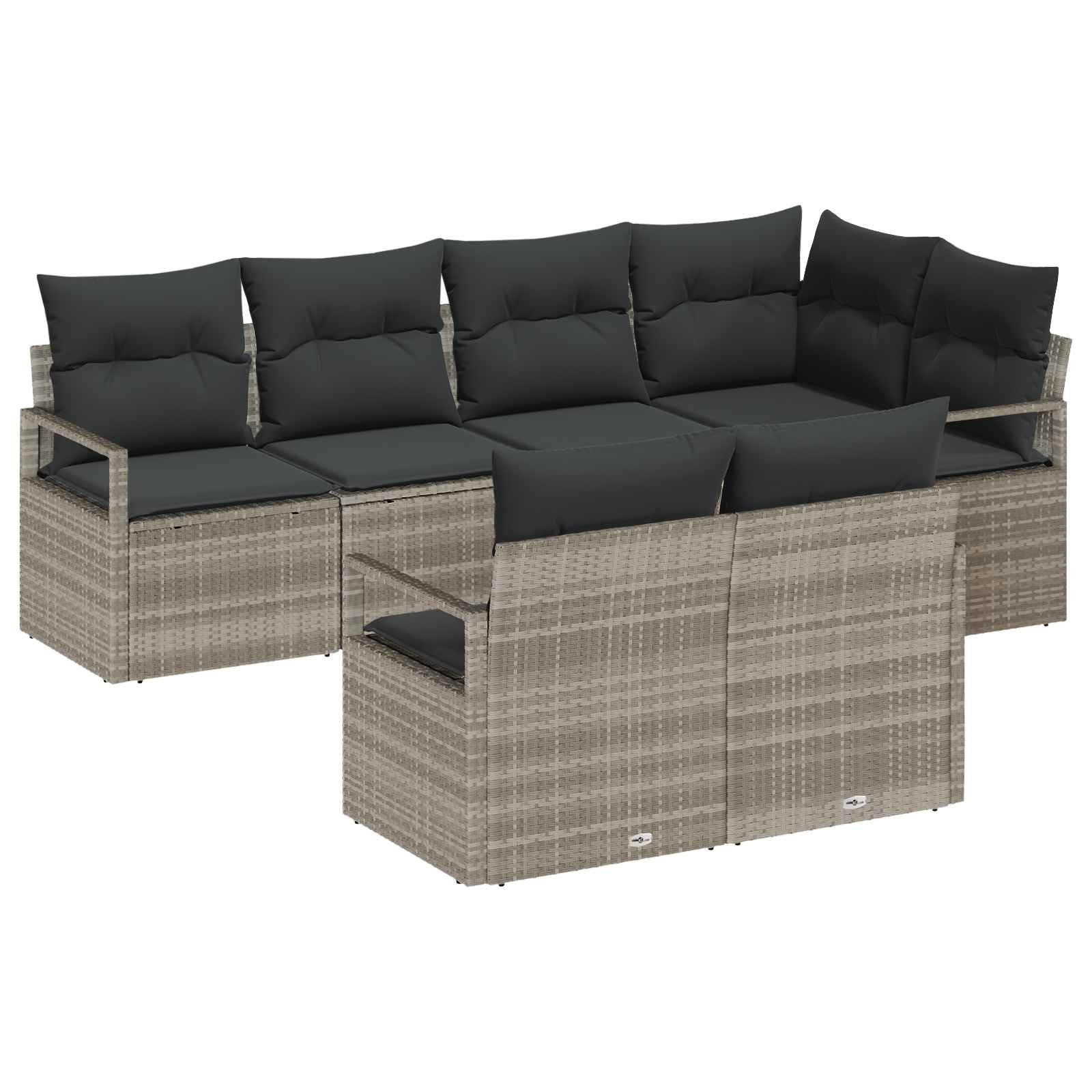 Bankstel 7 pcs Lichtgrijs poly rattan is nu te koop bij PeponiXL, paradijselijk wonen!