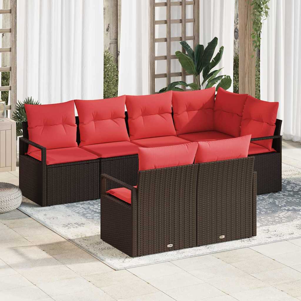 Bankstel 7 pcs Bruin poly rattan is nu te koop bij PeponiXL, paradijselijk wonen!