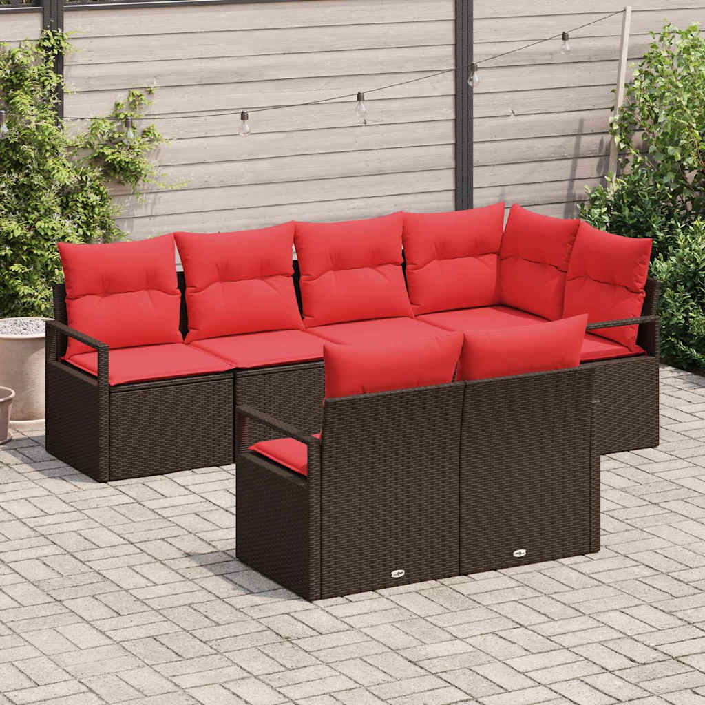 Bankstel 7 pcs Bruin poly rattan is nu te koop bij PeponiXL, paradijselijk wonen!