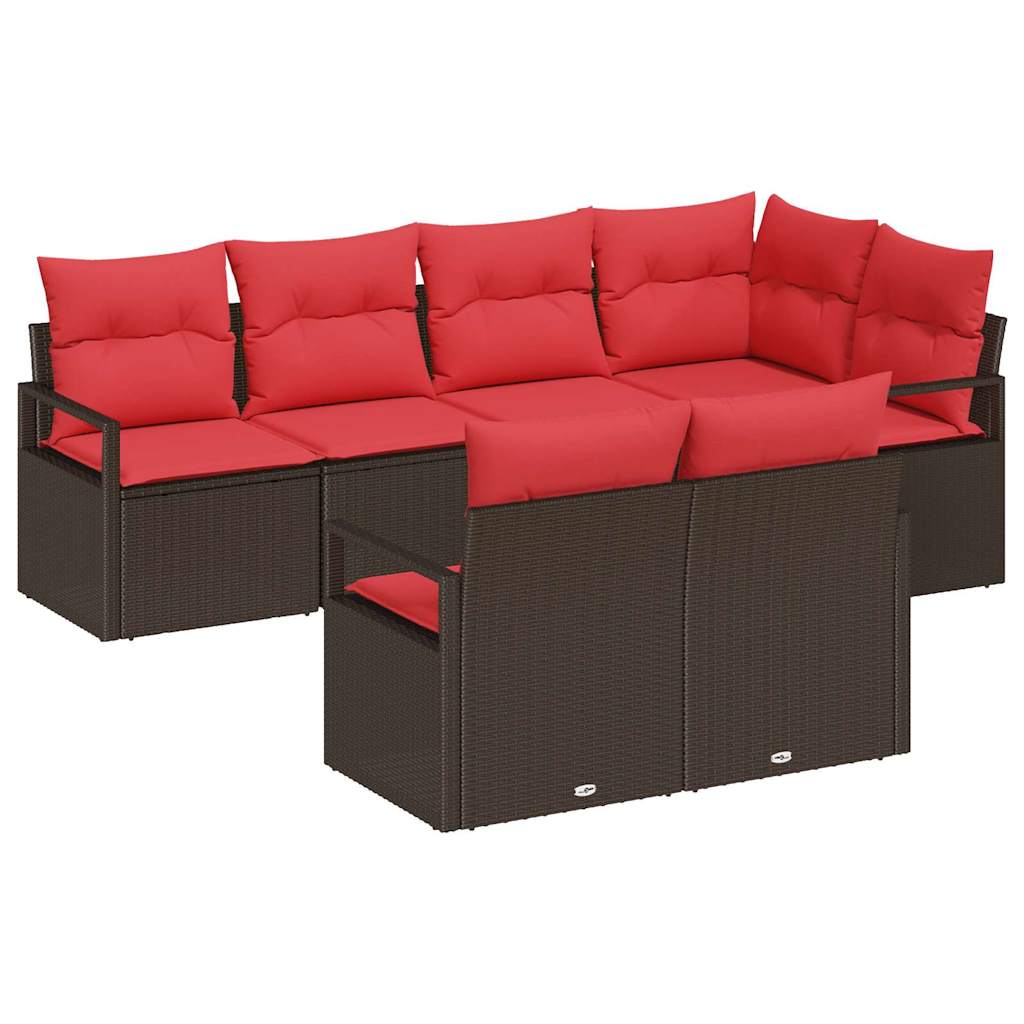 Bankstel 7 pcs Bruin poly rattan is nu te koop bij PeponiXL, paradijselijk wonen!