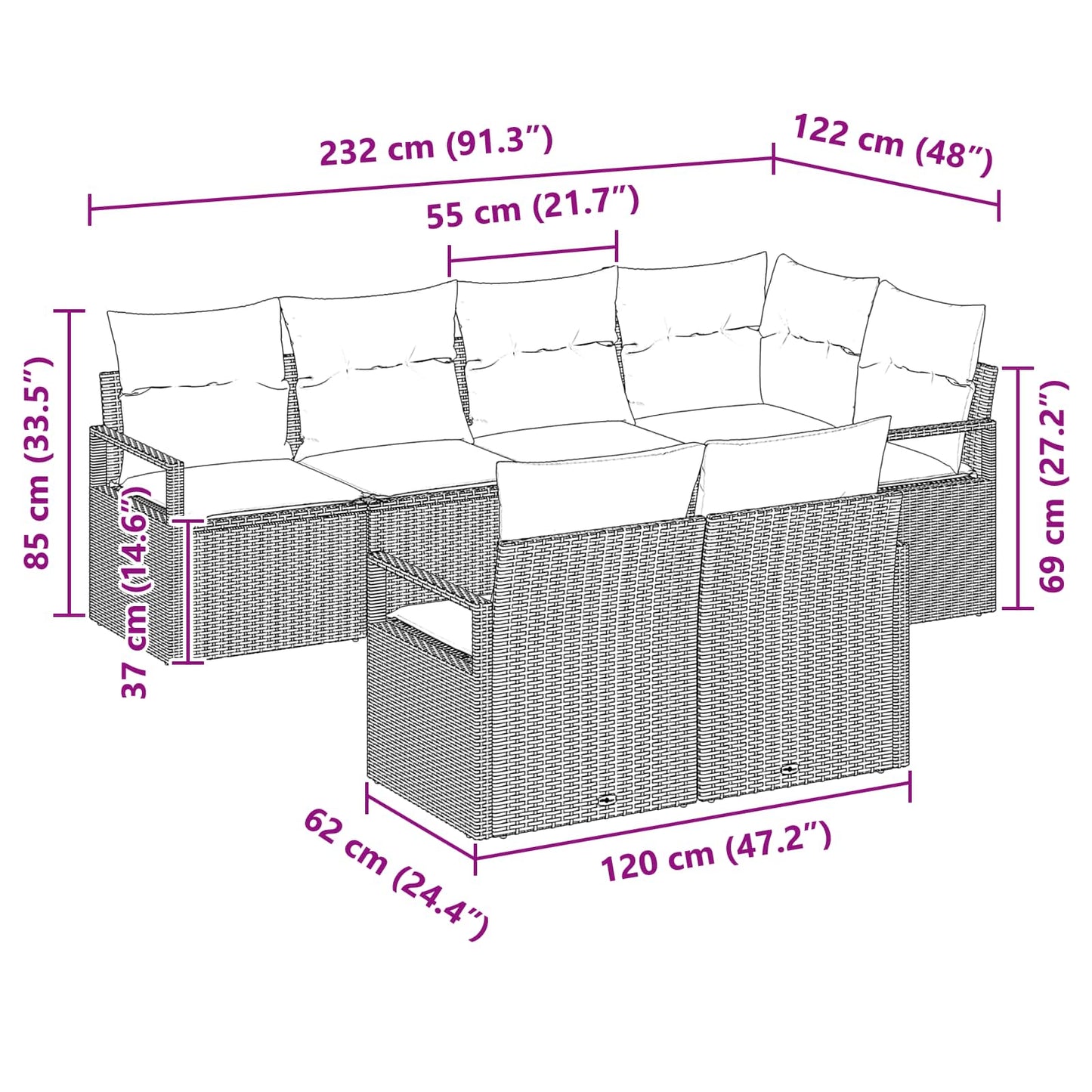 Bankstel 7 pcs Bruin poly rattan is nu te koop bij PeponiXL, paradijselijk wonen!