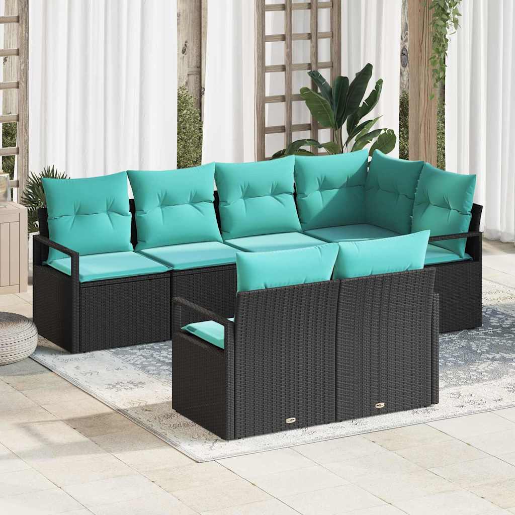 Bankstel 7 pcs Zwart poly rattan is nu te koop bij PeponiXL, paradijselijk wonen!