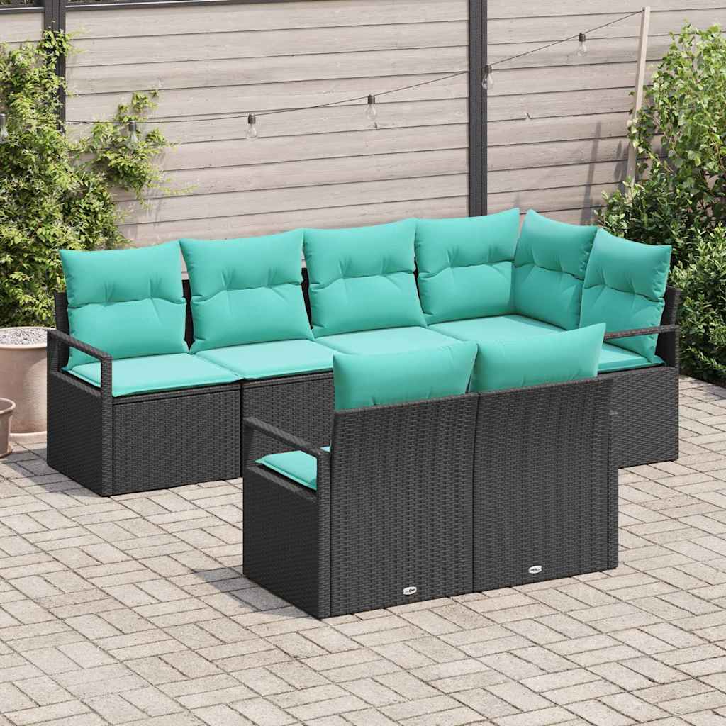 Bankstel 7 pcs Zwart poly rattan is nu te koop bij PeponiXL, paradijselijk wonen!