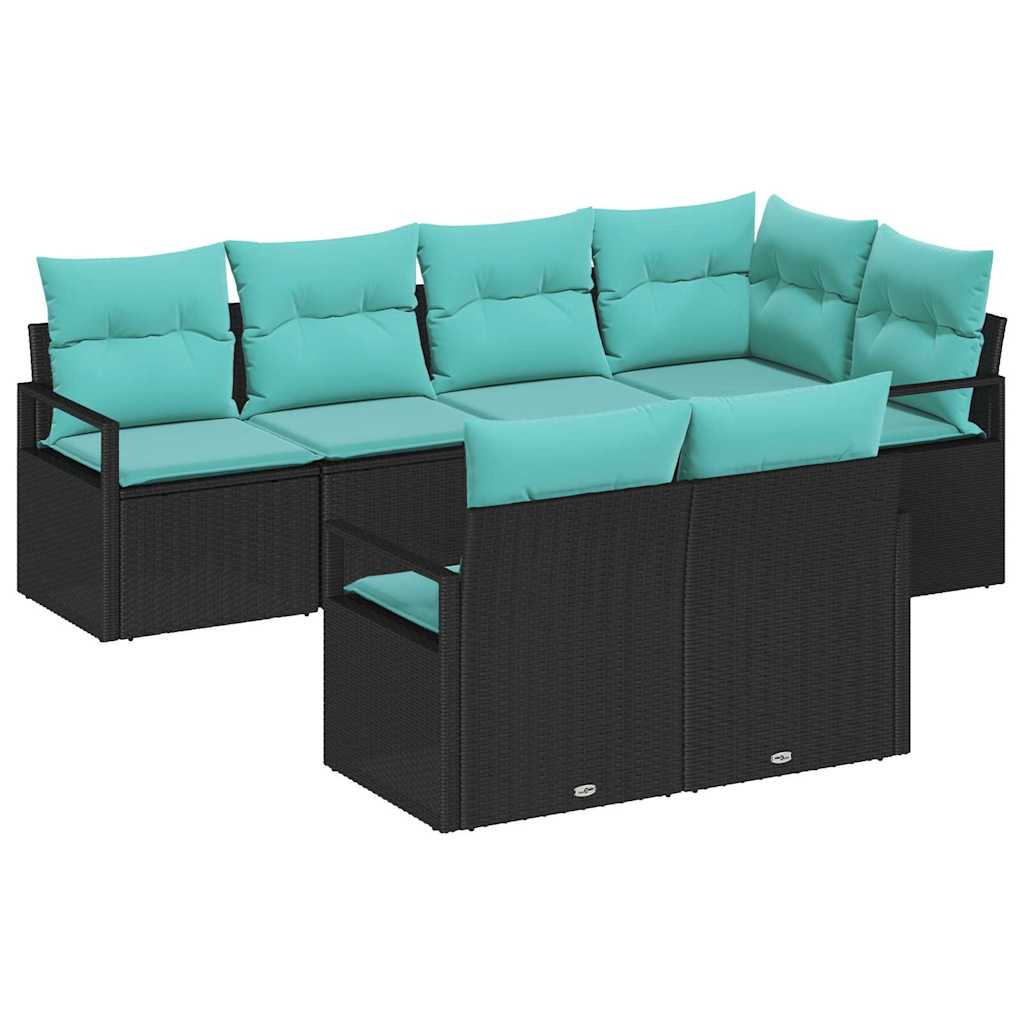Bankstel 7 pcs Zwart poly rattan is nu te koop bij PeponiXL, paradijselijk wonen!