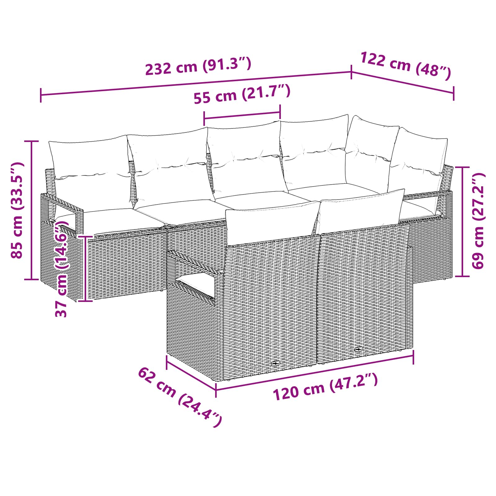 Bankstel 7 pcs Zwart poly rattan is nu te koop bij PeponiXL, paradijselijk wonen!