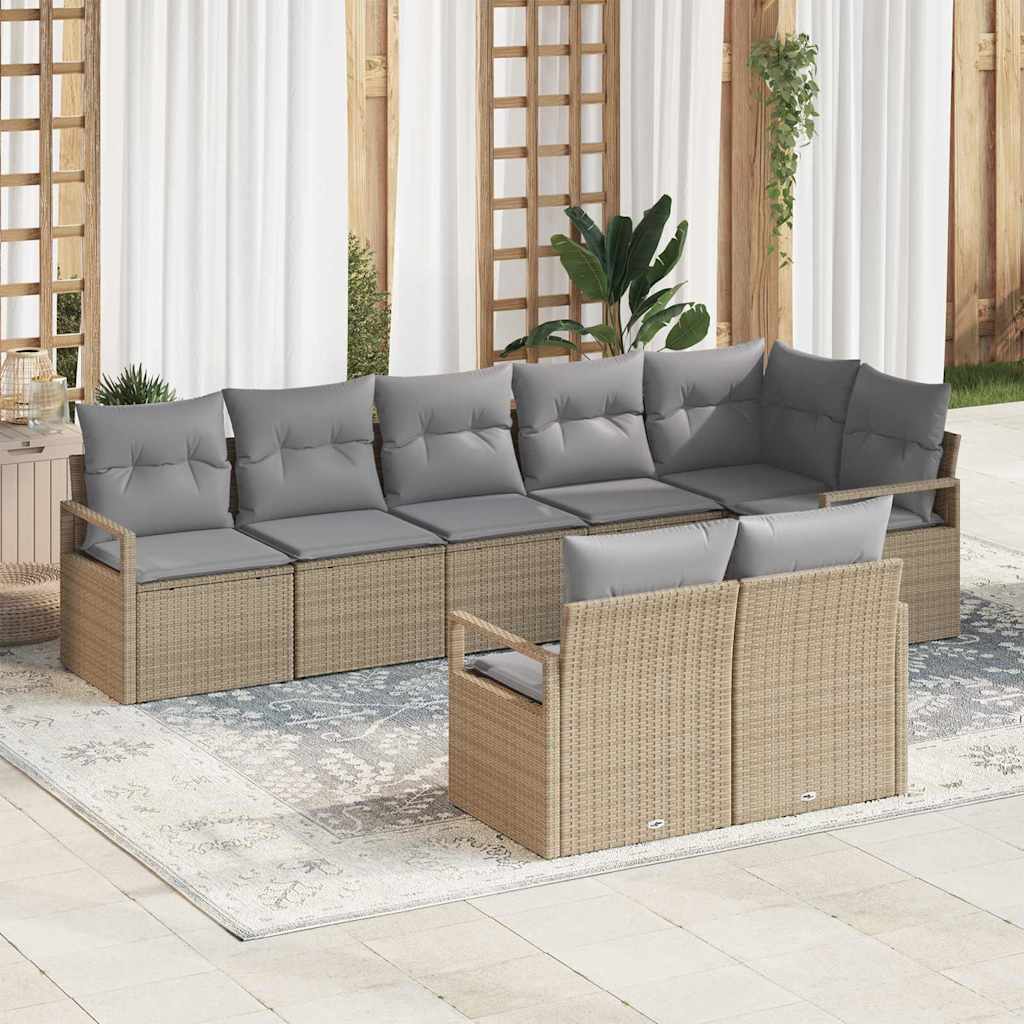 Bankstel 8 pcs Beige poly rattan is nu te koop bij PeponiXL, paradijselijk wonen!