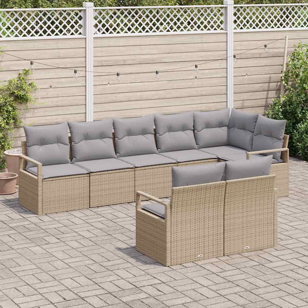 Bankstel 8 pcs Beige poly rattan is nu te koop bij PeponiXL, paradijselijk wonen!