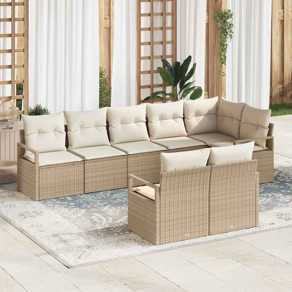 Bankstel 8 pcs Beige poly rattan is nu te koop bij PeponiXL, paradijselijk wonen!