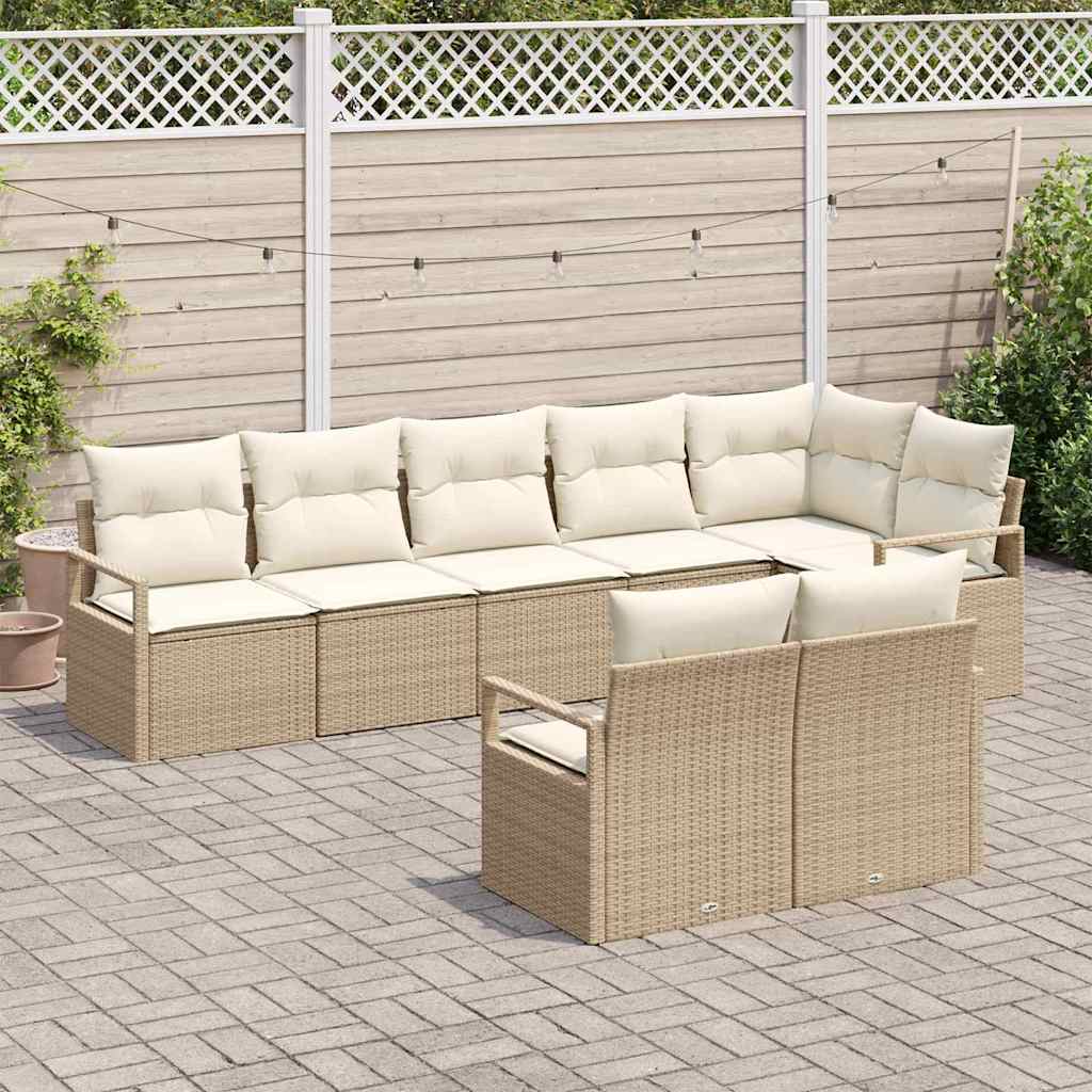 Bankstel 8 pcs Beige poly rattan is nu te koop bij PeponiXL, paradijselijk wonen!