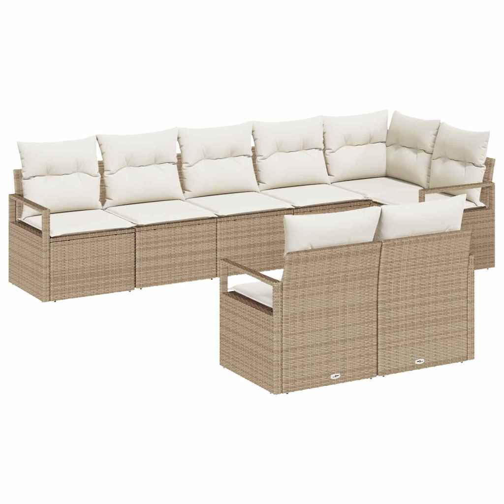 Bankstel 8 pcs Beige poly rattan is nu te koop bij PeponiXL, paradijselijk wonen!