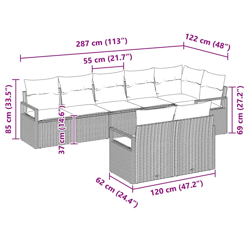 Bankstel 8 pcs Beige poly rattan is nu te koop bij PeponiXL, paradijselijk wonen!