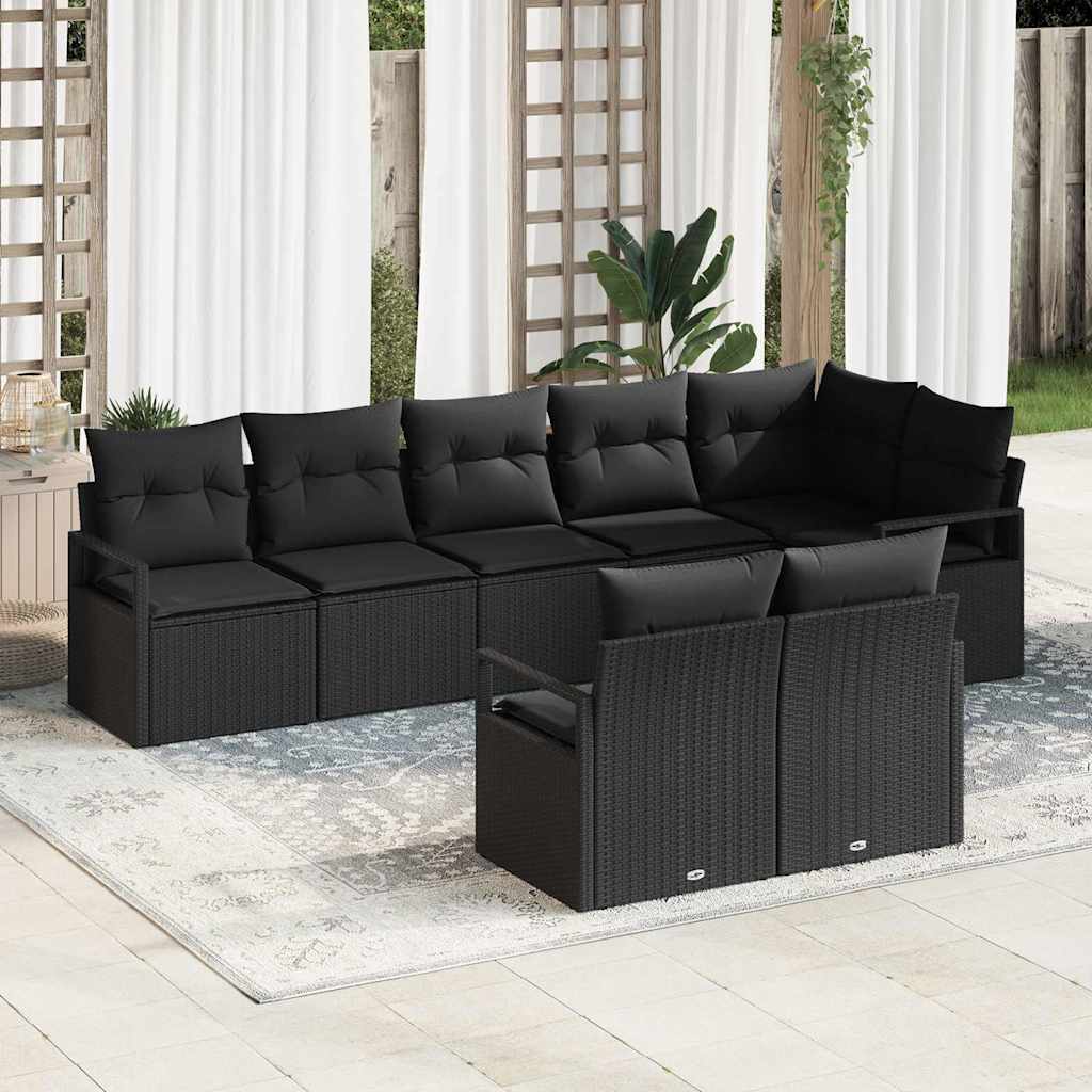Bankstel 8 pcs Zwart poly rattan is nu te koop bij PeponiXL, paradijselijk wonen!