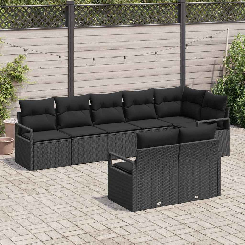 Bankstel 8 pcs Zwart poly rattan is nu te koop bij PeponiXL, paradijselijk wonen!