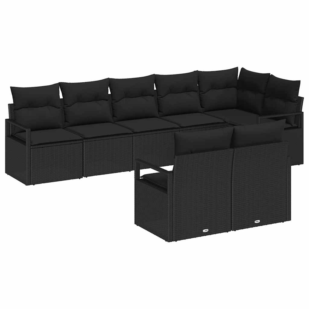 Bankstel 8 pcs Zwart poly rattan is nu te koop bij PeponiXL, paradijselijk wonen!