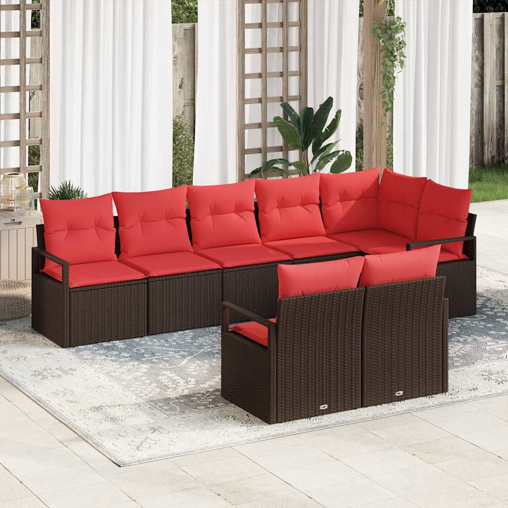 Bankstel 8 pcs Bruin poly rattan is nu te koop bij PeponiXL, paradijselijk wonen!