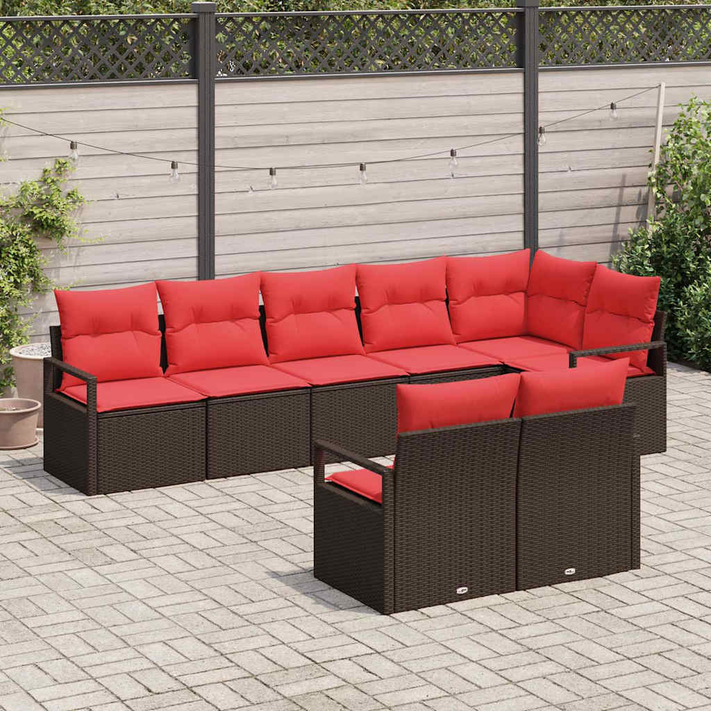 Bankstel 8 pcs Bruin poly rattan is nu te koop bij PeponiXL, paradijselijk wonen!
