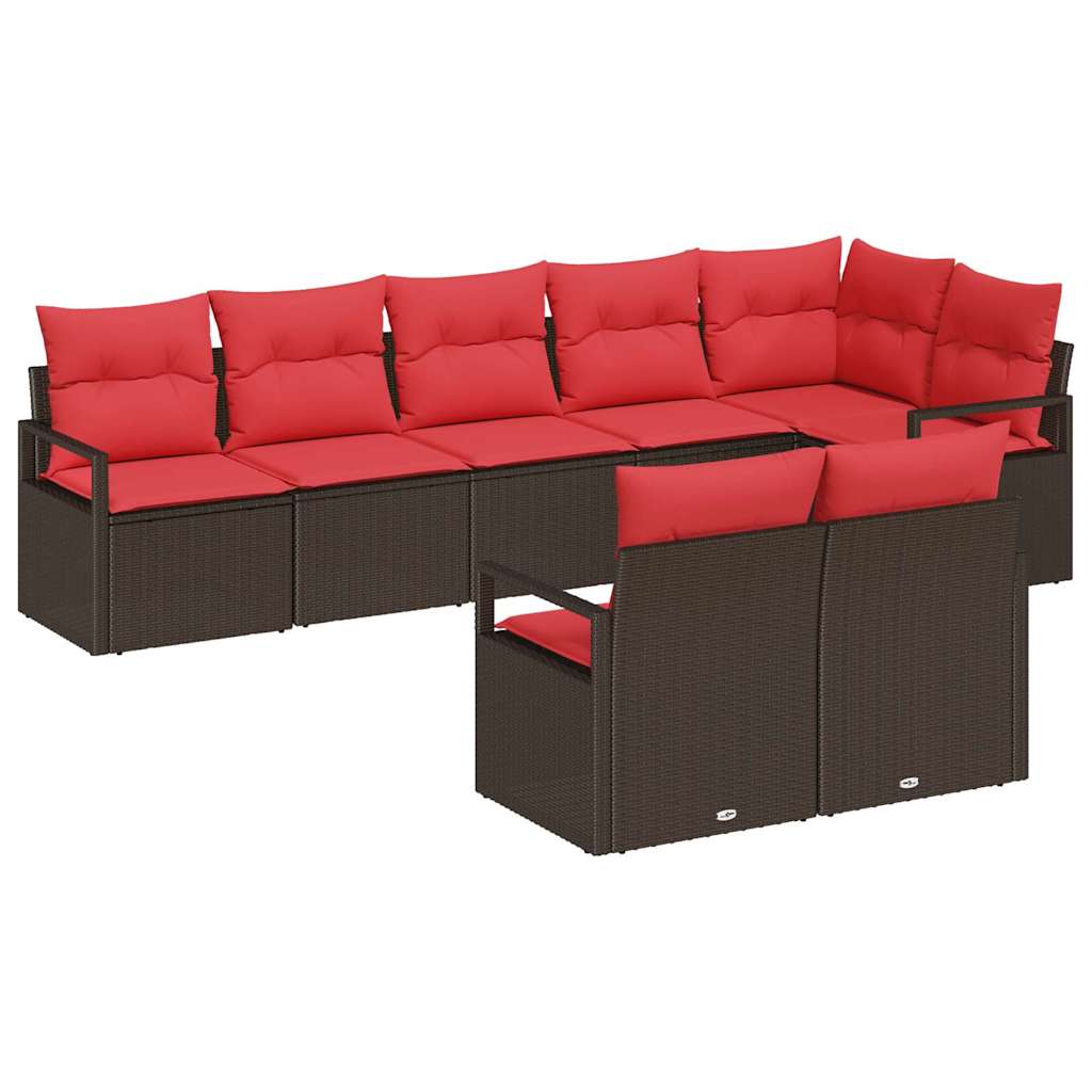 Bankstel 8 pcs Bruin poly rattan is nu te koop bij PeponiXL, paradijselijk wonen!