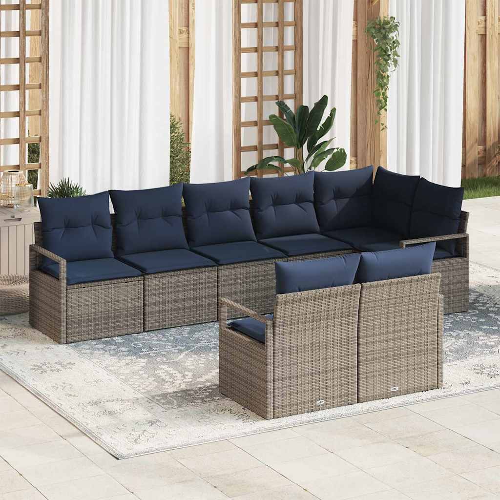 Bankstel 8 pcs Grijs poly rattan is nu te koop bij PeponiXL, paradijselijk wonen!