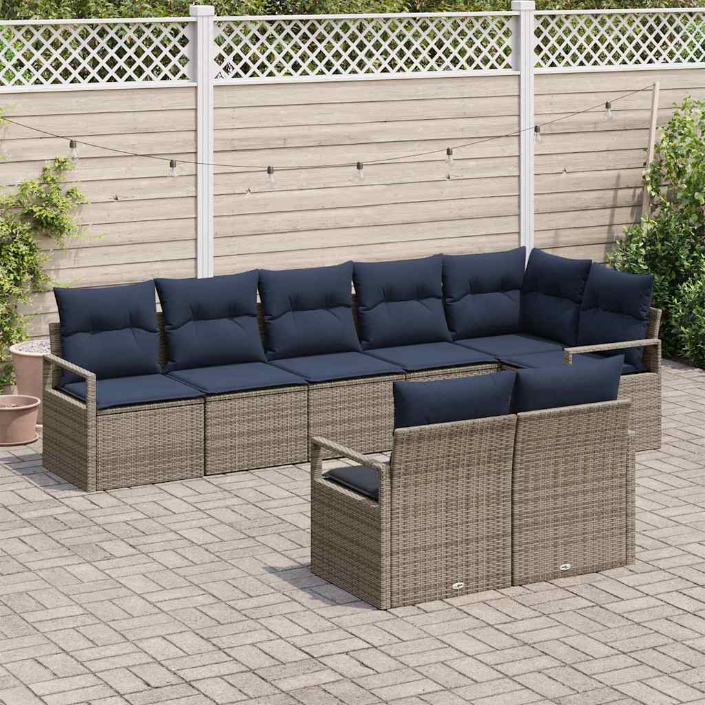 Bankstel 8 pcs Grijs poly rattan is nu te koop bij PeponiXL, paradijselijk wonen!