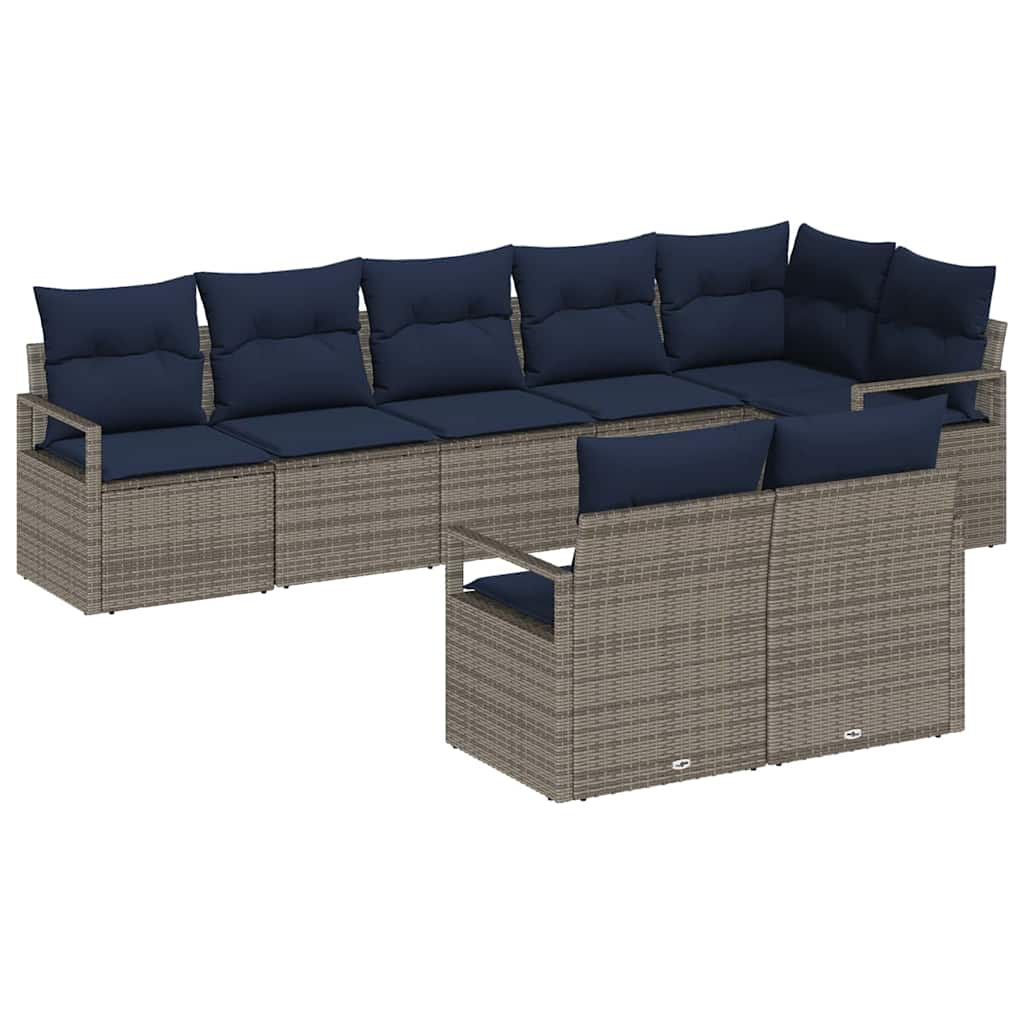 Bankstel 8 pcs Grijs poly rattan is nu te koop bij PeponiXL, paradijselijk wonen!