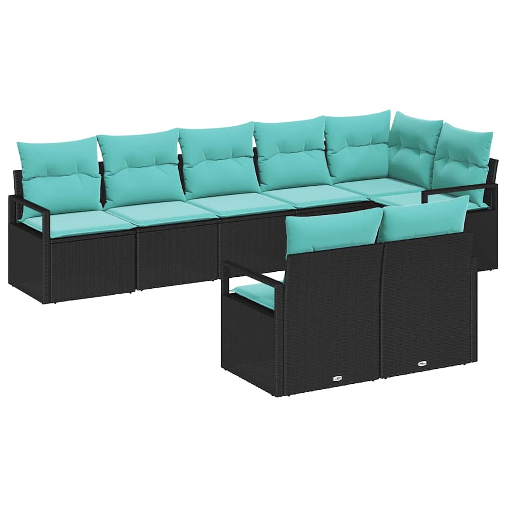 Bankstel 8 pcs Zwart poly rattan is nu te koop bij PeponiXL, paradijselijk wonen!