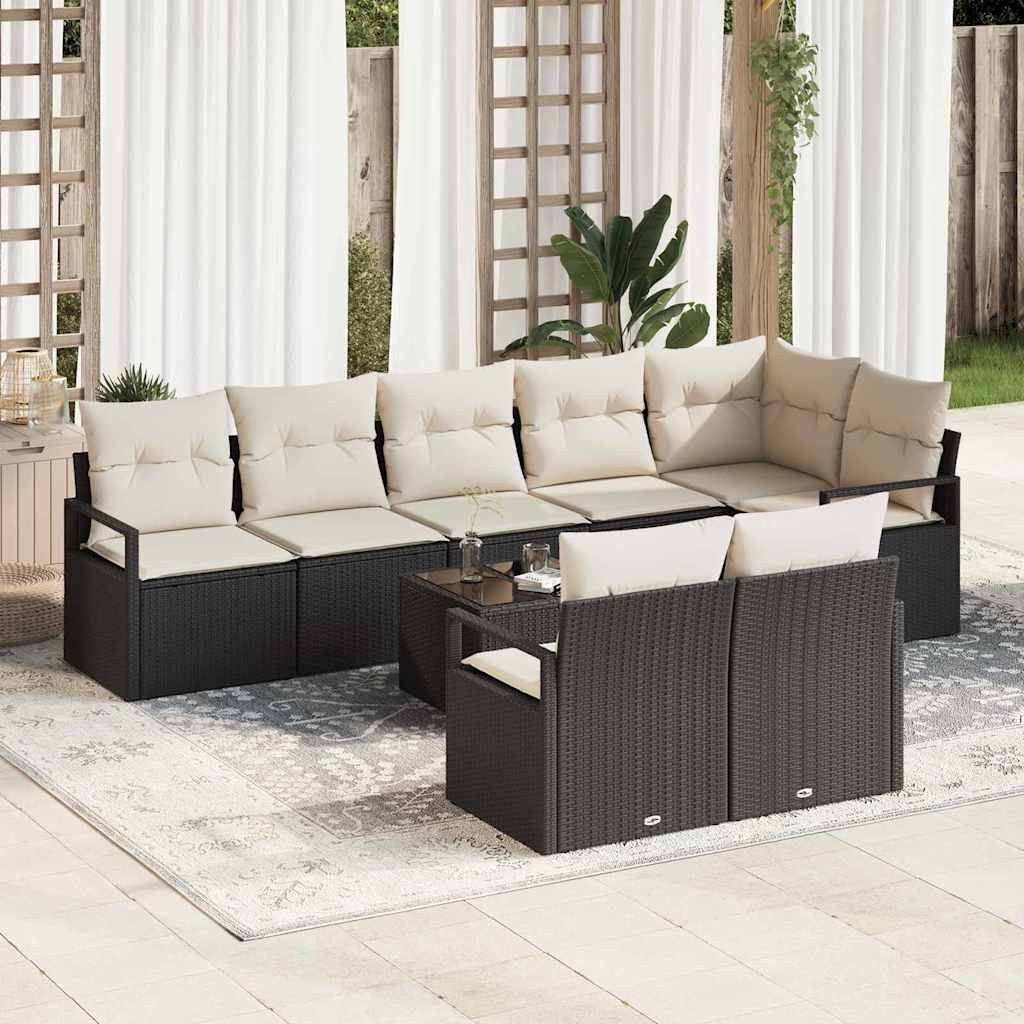 Bankstel met kussen 9 pcs Zwart poly rattan is nu te koop bij PeponiXL, paradijselijk wonen!