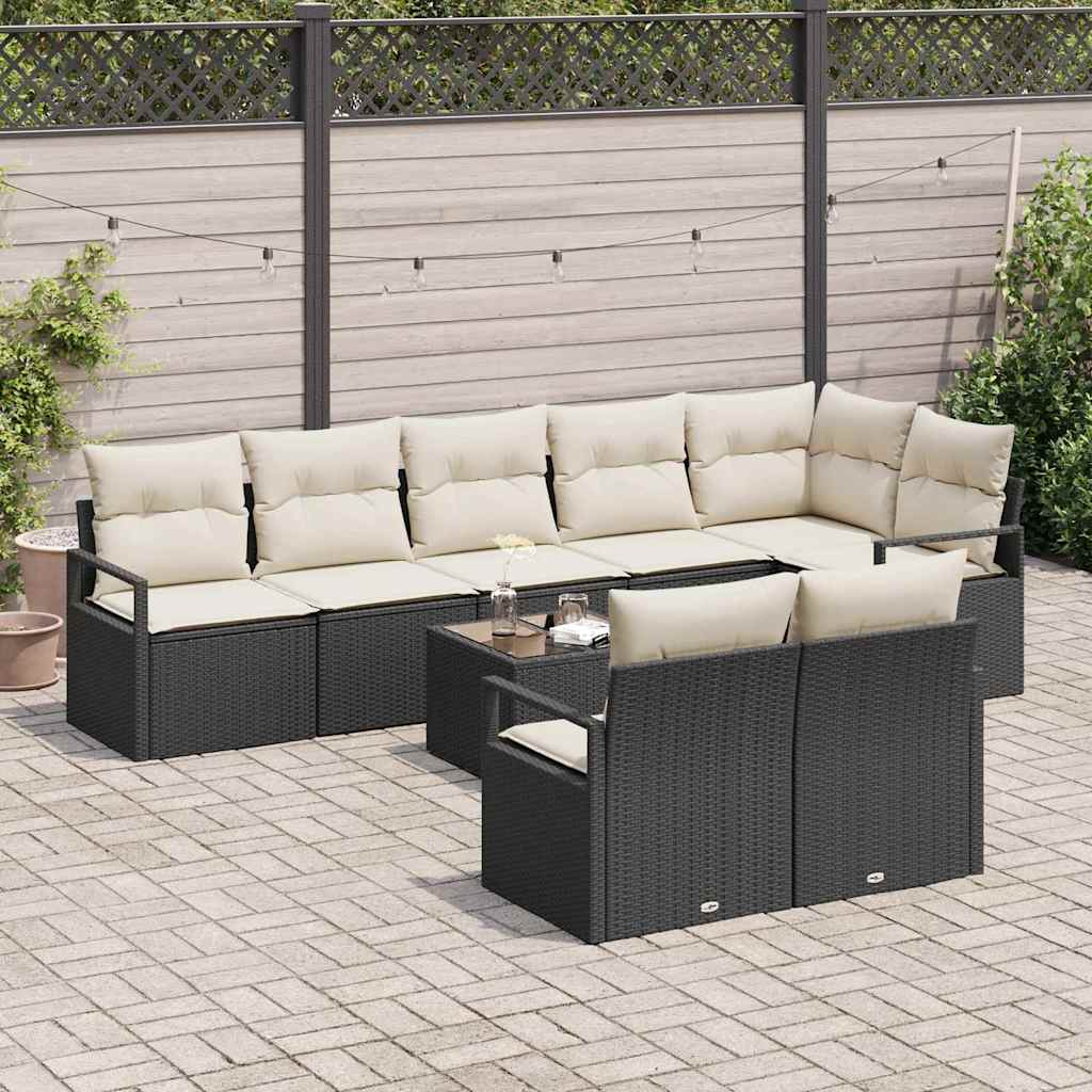 Bankstel met kussen 9 pcs Zwart poly rattan is nu te koop bij PeponiXL, paradijselijk wonen!