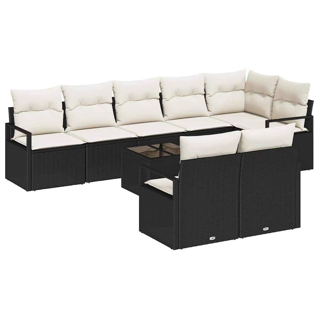 Bankstel met kussen 9 pcs Zwart poly rattan is nu te koop bij PeponiXL, paradijselijk wonen!