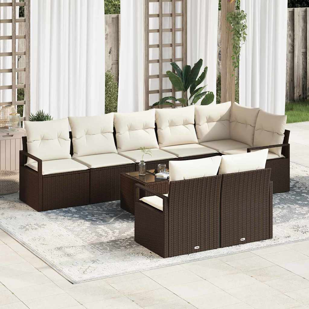 Bankstel 9 pcs Bruin poly rattan is nu te koop bij PeponiXL, paradijselijk wonen!