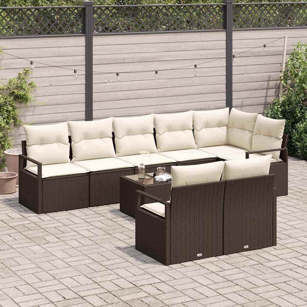 Bankstel 9 pcs Bruin poly rattan is nu te koop bij PeponiXL, paradijselijk wonen!