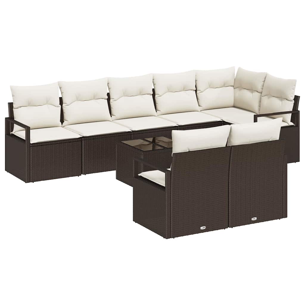 Bankstel 9 pcs Bruin poly rattan is nu te koop bij PeponiXL, paradijselijk wonen!
