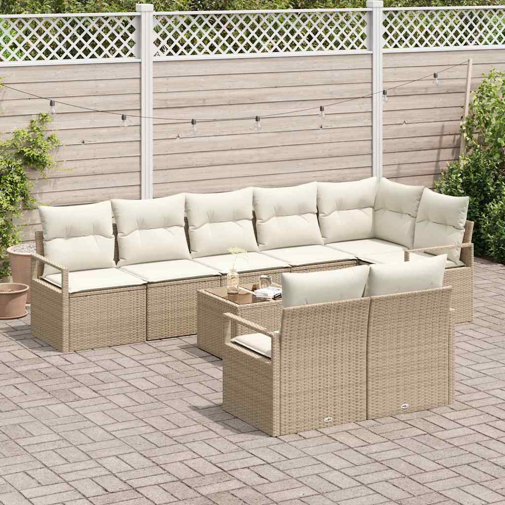 Bankstel met kussen 9 pcs Beige poly rattan is nu te koop bij PeponiXL, paradijselijk wonen!