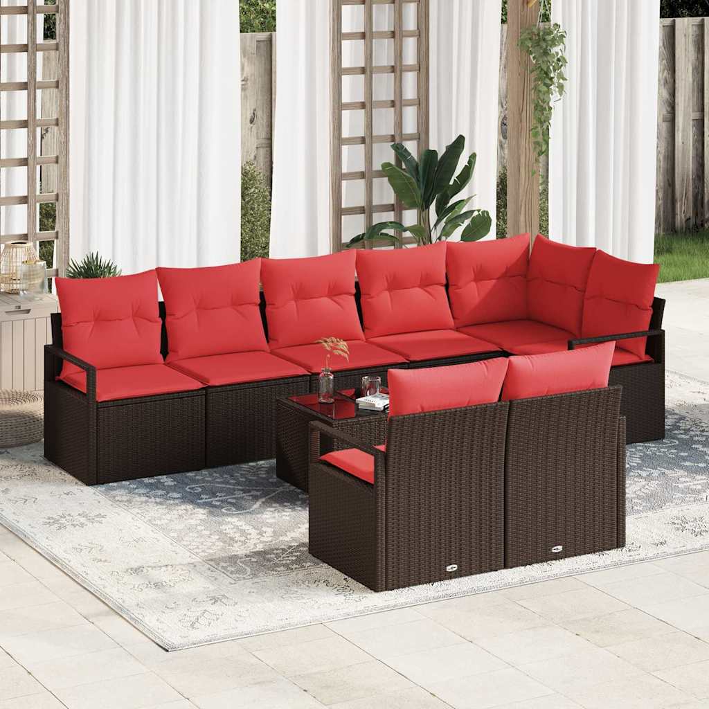 Bankstel 9 pcs Bruin poly rattan is nu te koop bij PeponiXL, paradijselijk wonen!